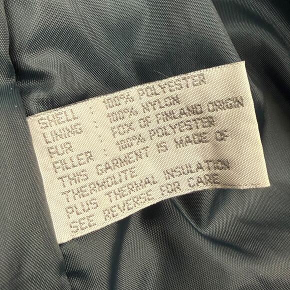 Vintage 90's deep cyan microsuede water repellant coat with fox fur trim hood - Picture 13 of 16